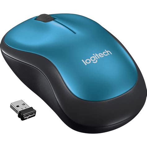 Logitech Wireless Mouse M185 (Black & Blue) Nano USB receiver 3 buttons optical tracking with wheel 10m range 12-month battery l
